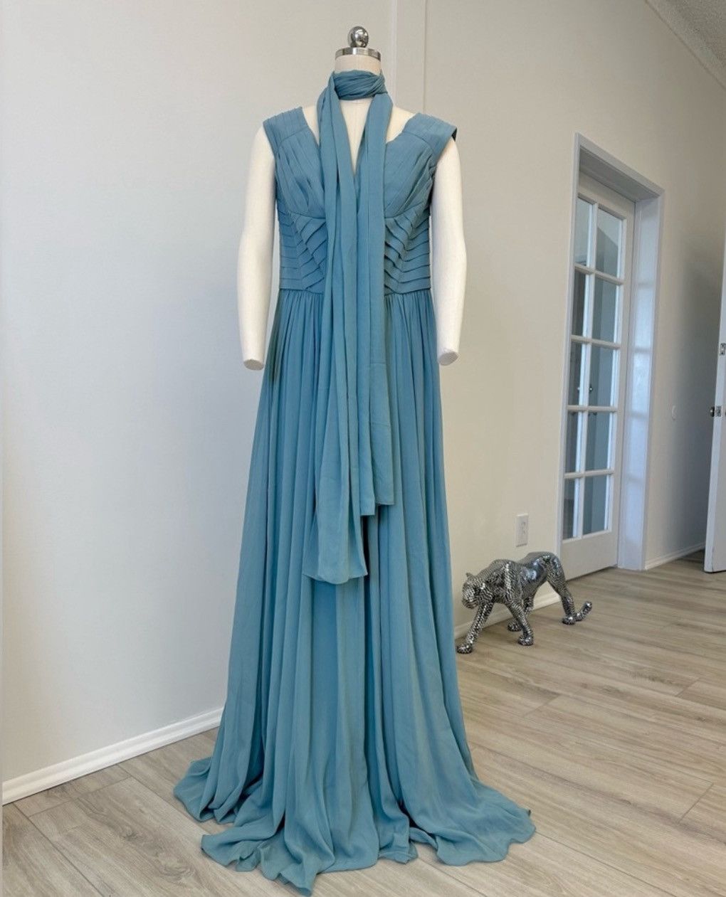 Elie Saab ELIE SAAB Scarf-Detailed Blouson Maxi Dress blue Size M / US 6-8 / IT 42-44 - 2 Thumbnail