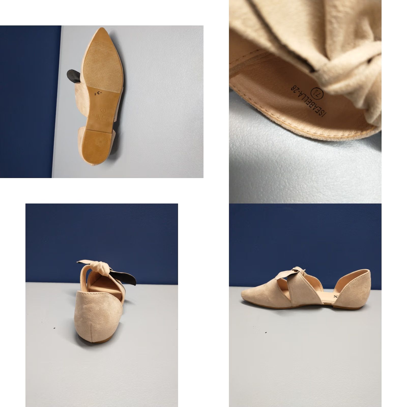 Vintage AMS Isabella 28 Bowknot Flats Womens Size 7.5 Tan Faux Suede Pointed Toe Slip On Women’s Flat Size US 8 / IT 38 - 8 Thumbnail