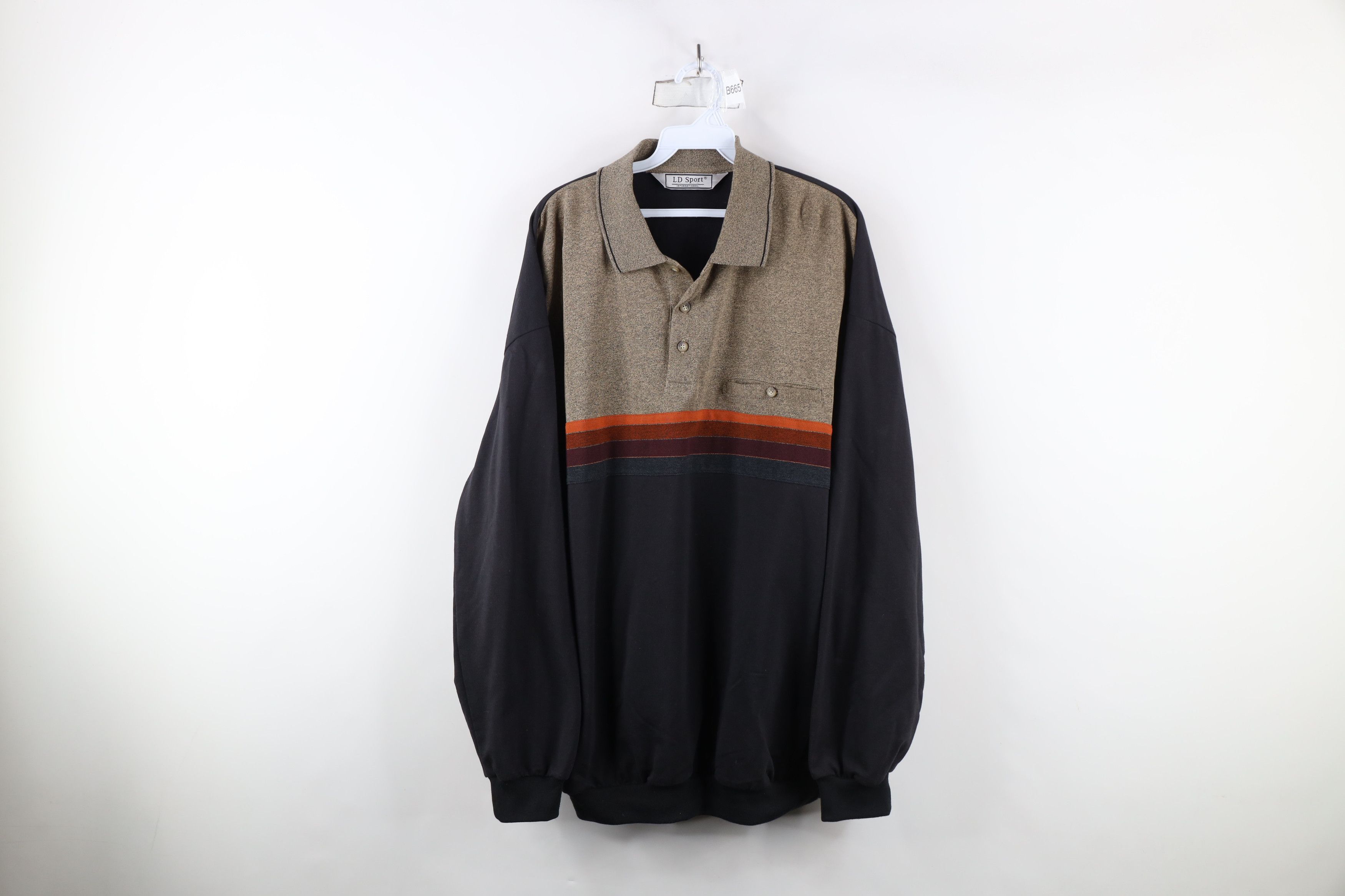 Vintage Vintage 90s Streetwear Striped Pullover Long Sleeve Polo Size US XXL / EU 58 / 5 - 1 Thumbnail