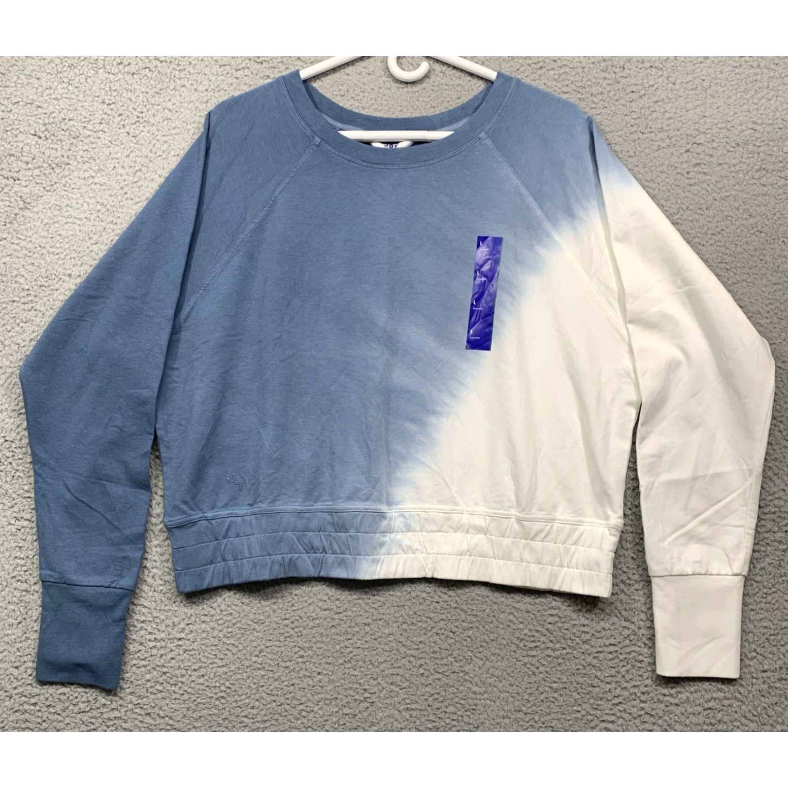 Vintage Joy Lab Cropped Sweatshirt Blue & Cream Size Large Thumb Holes Womens NWT Size L / US 10 / IT 46 - 2 Thumbnail