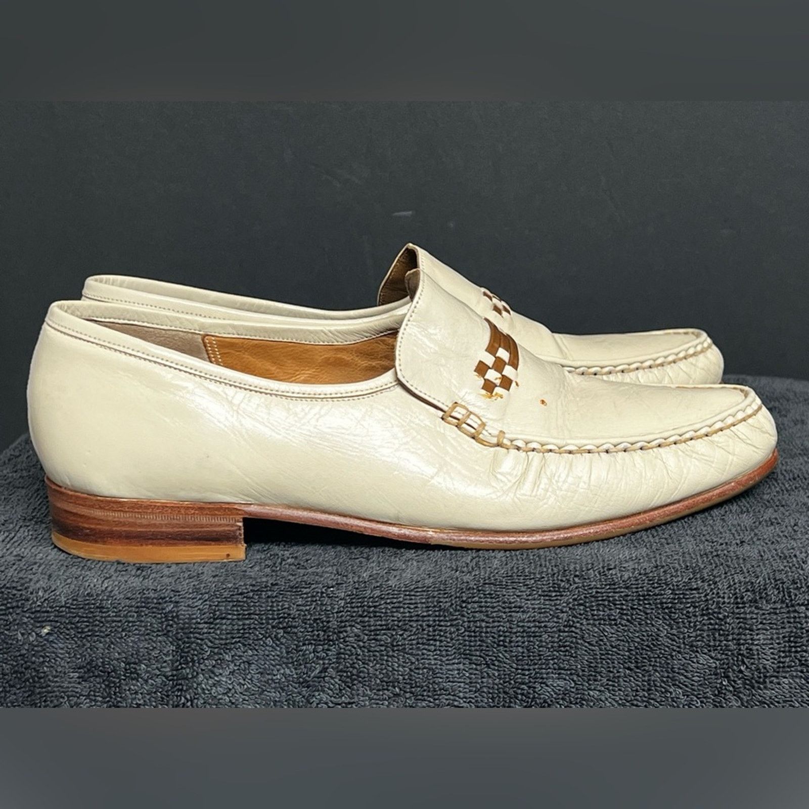 Barker BARKER Men's Beige BIT Leather Loafers Made in England Size US 9 / EU 42 - 4 Thumbnail