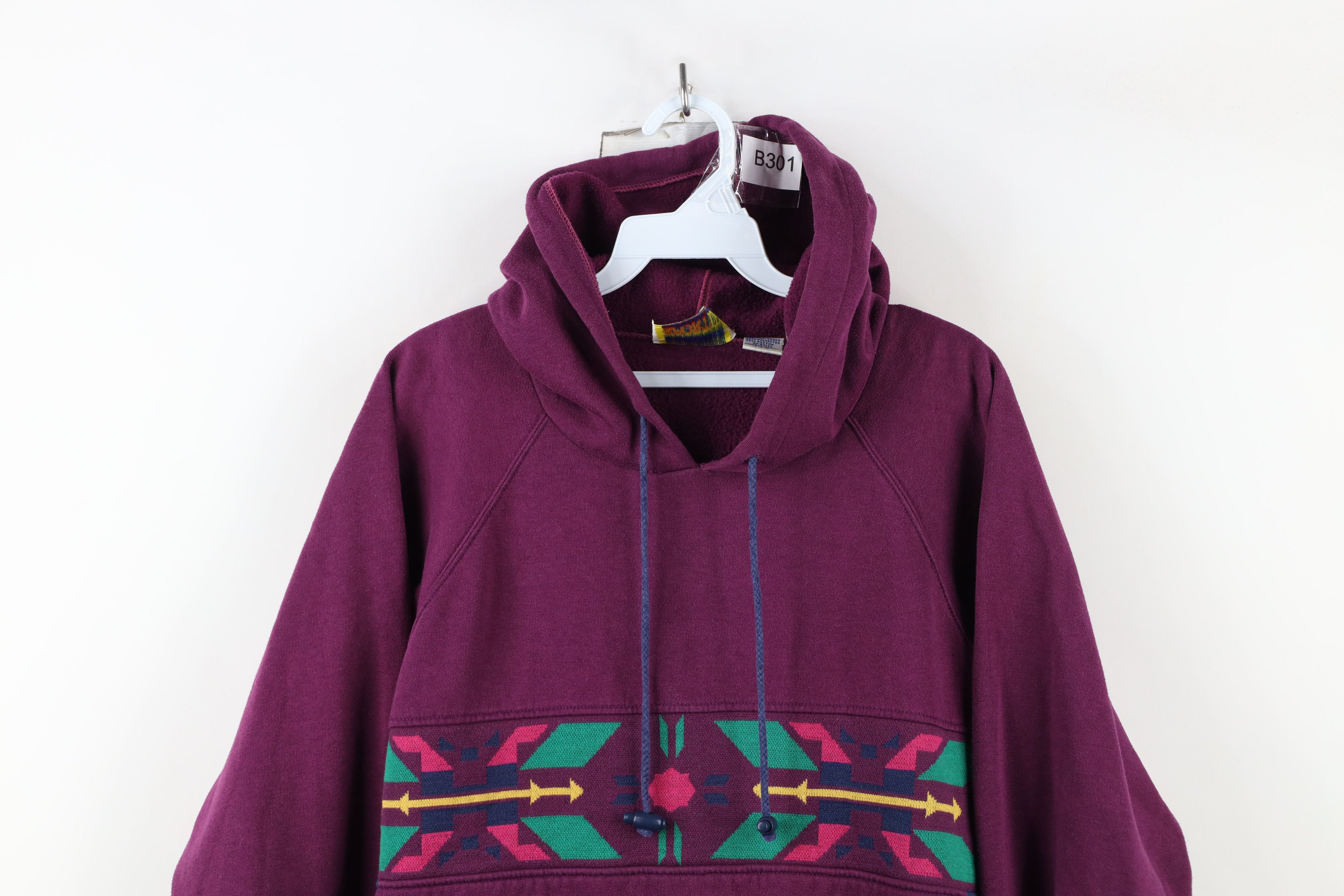 Vintage Vintage 90s Streetwear Southwestern Hoodie Sweatshirt Size M / US 6-8 / IT 42-44 - 2 Thumbnail