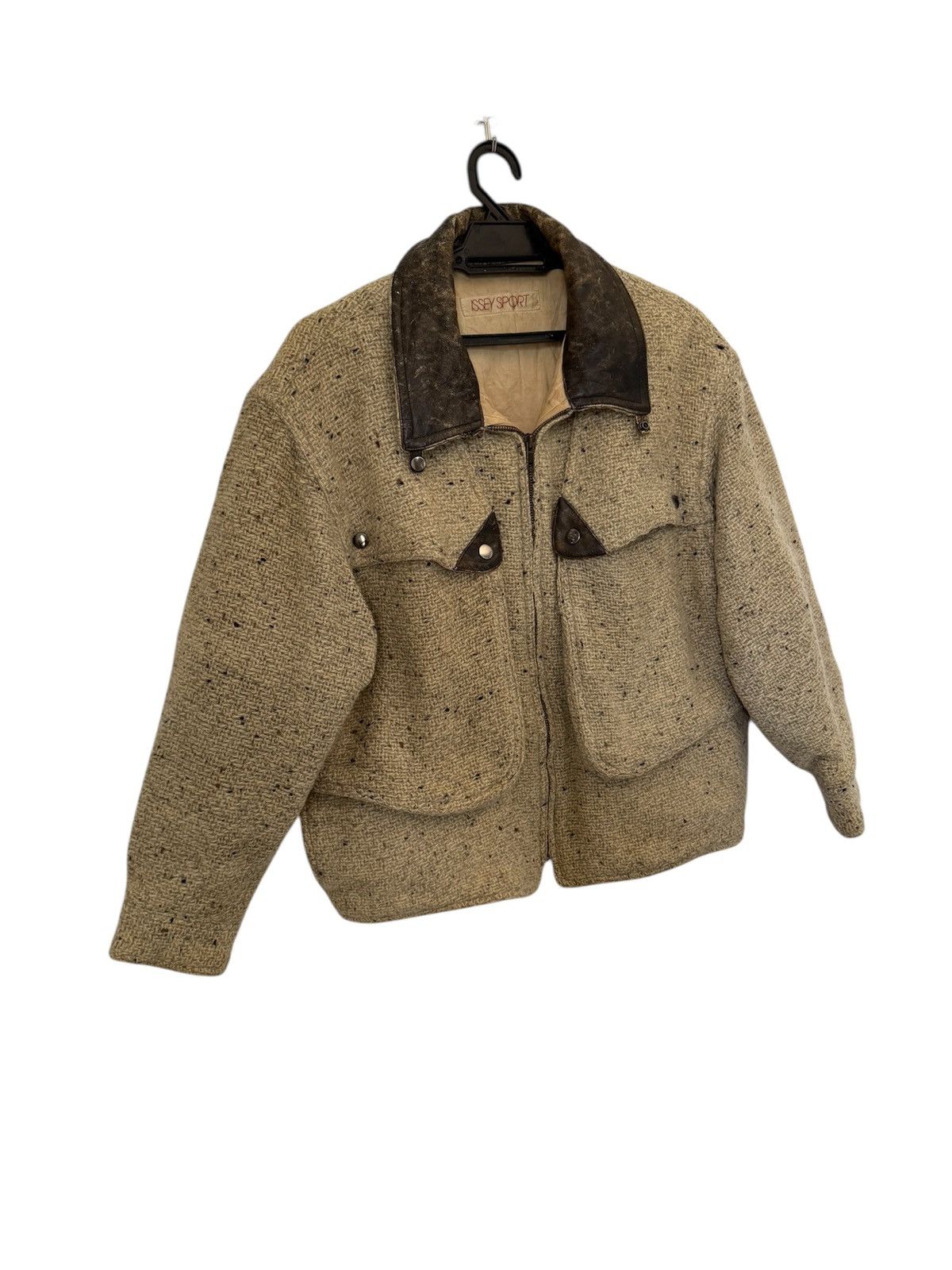 Issey Miyake SUPER RARE VINTAGE ISSEY MIYAKE KNIT JACKET LEATHER COLLAR Size US M / EU 48-50 / 2 - 2 Thumbnail