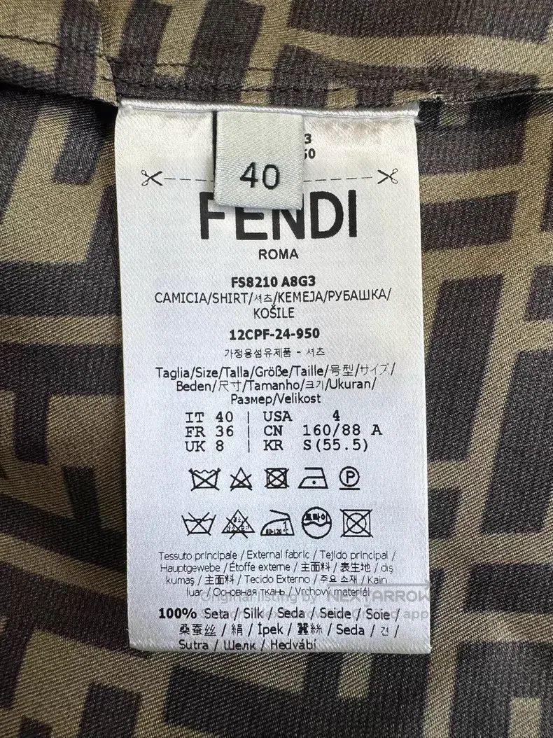 Fendi Fendi Brown Monogram Printed Silk Shirt Size XS / US 0-2 / IT 36-38 - 7 Thumbnail
