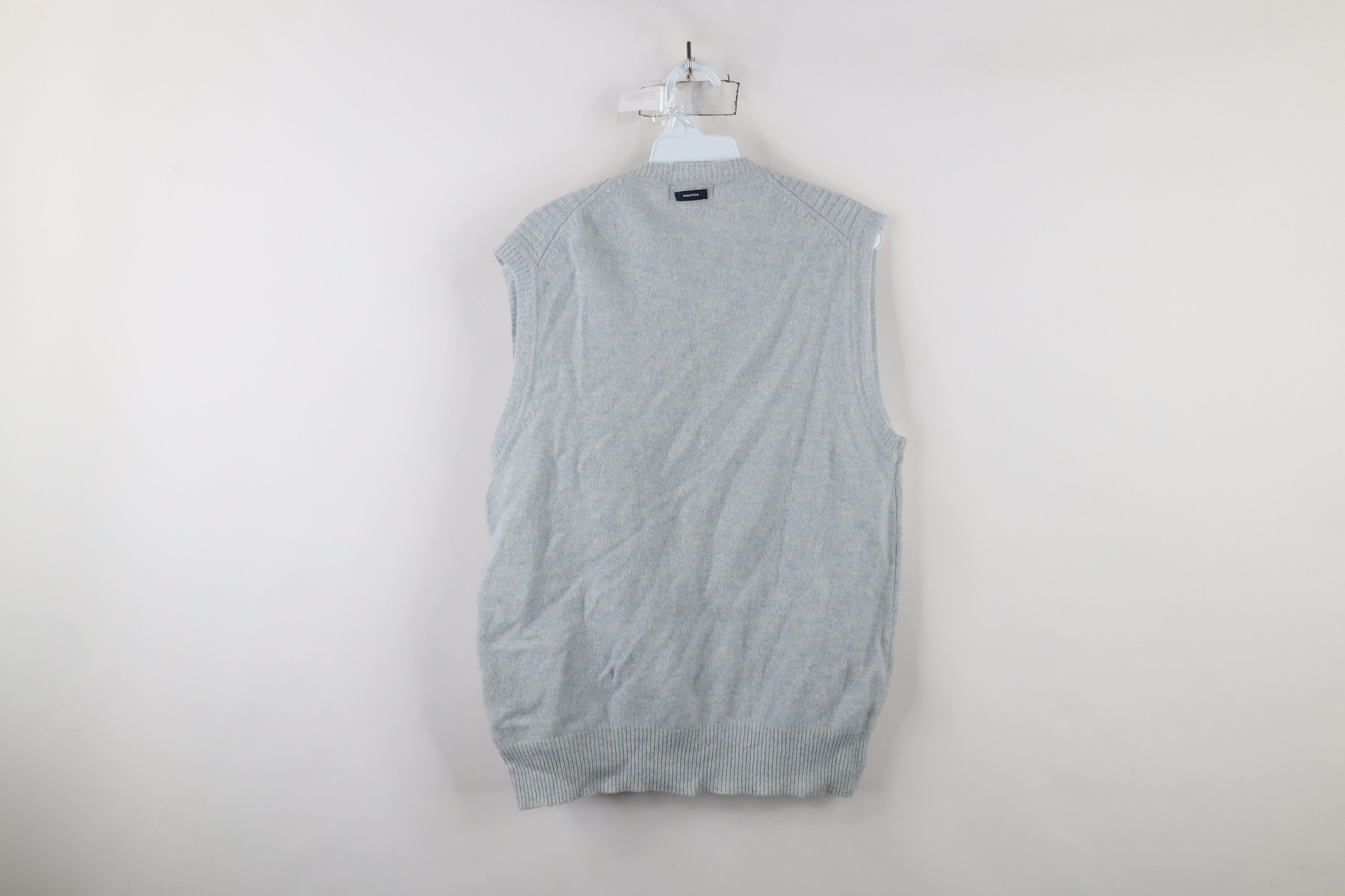 Nautica × Vintage Vintage 90s Nautica Wool Knit V-Neck Sweater Vest Light Blue Size US L / EU 52-54 / 3 - 7 Thumbnail