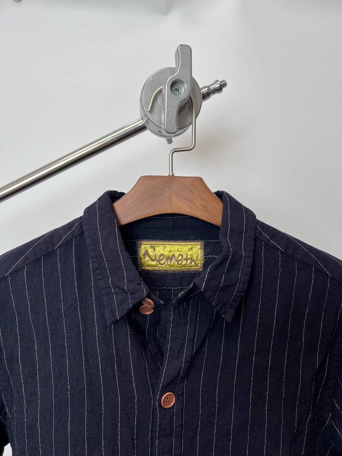 Christopher Nemeth Nemeth Slim Fit Wool Stripe Shirt w/ Subtle Sleeve Pleat Size US S / EU 44-46 / 1 - 3 Thumbnail