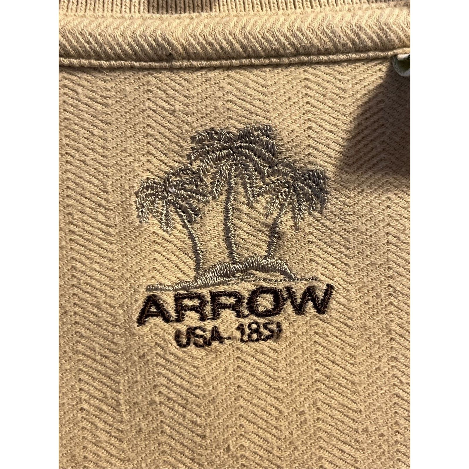 Arrow Arrow Vintage Polo Men's XL Beige Floral SS 1/4 Button Shirt Size US XL / EU 56 / 4 - 2 Thumbnail