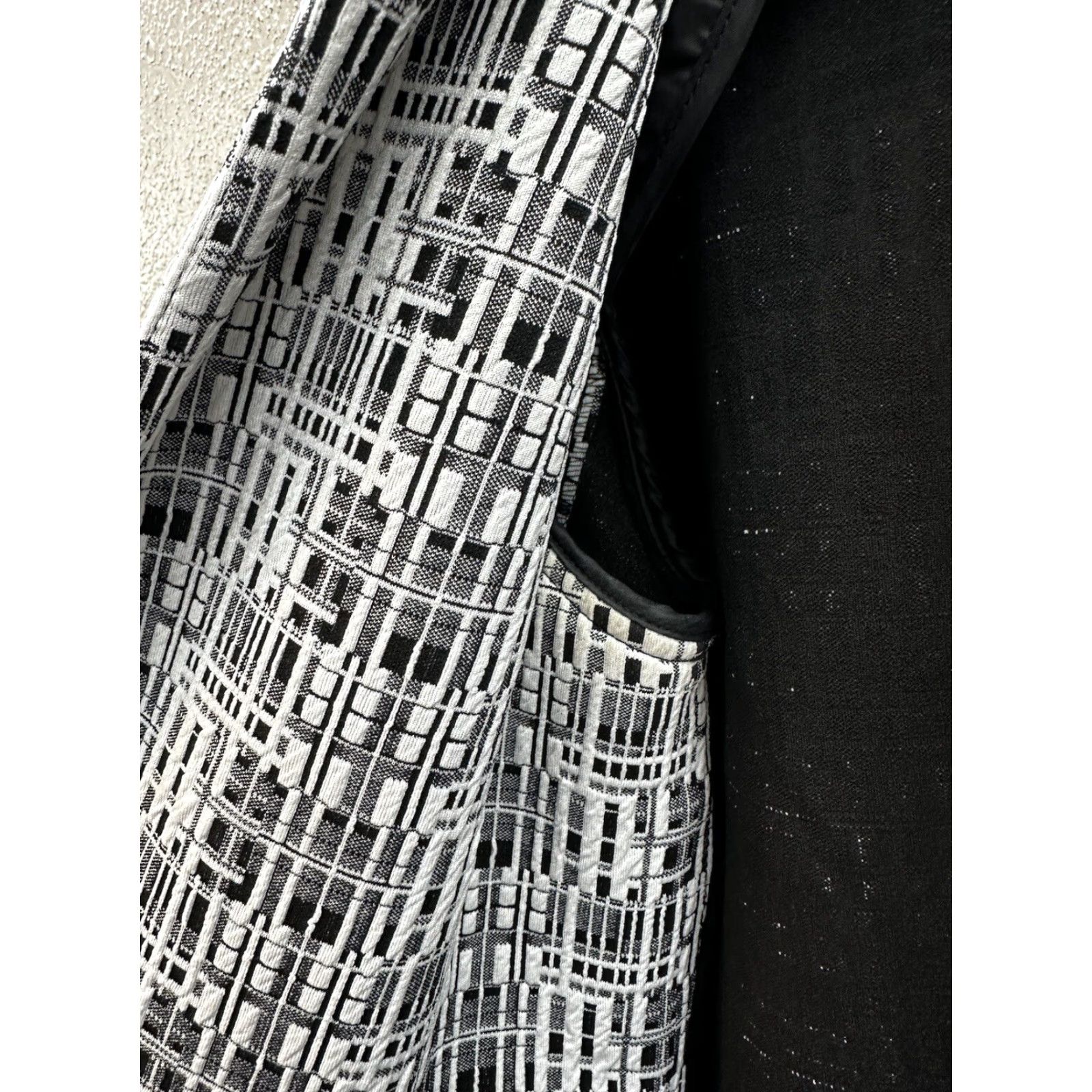 Calvin Klein Calvin Klein Womens Blazer Size 6 Black White Abstract Open Front Geometric Classic Jacket Womens Size M / US 6-8 / IT 42-44 - 6 Thumbnail