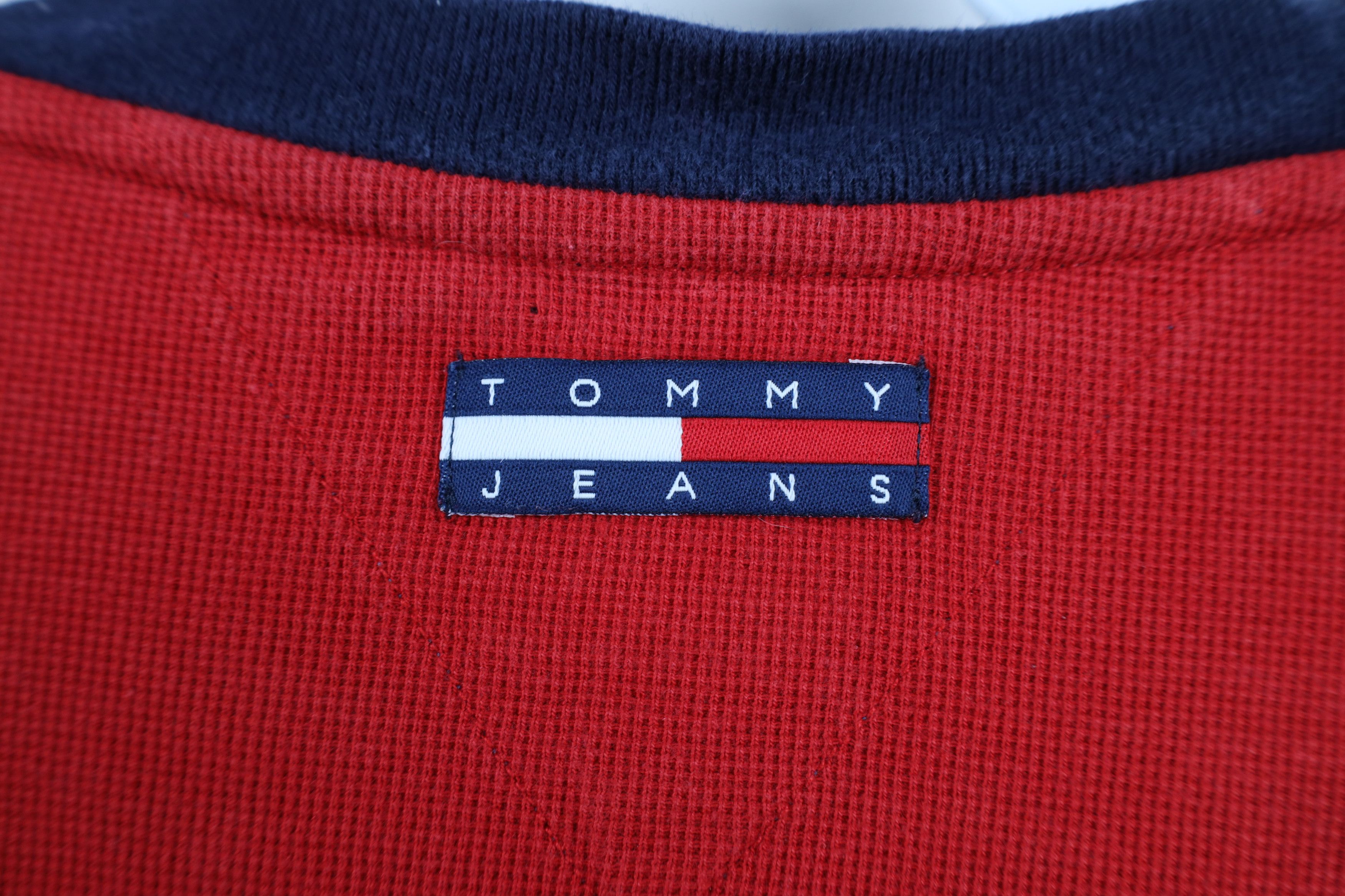 Tommy Hilfiger Vintage 90s Tommy Hilfiger Waffle Knit Half Zip T-Shirt Size US L / EU 52-54 / 3 - 10 Thumbnail
