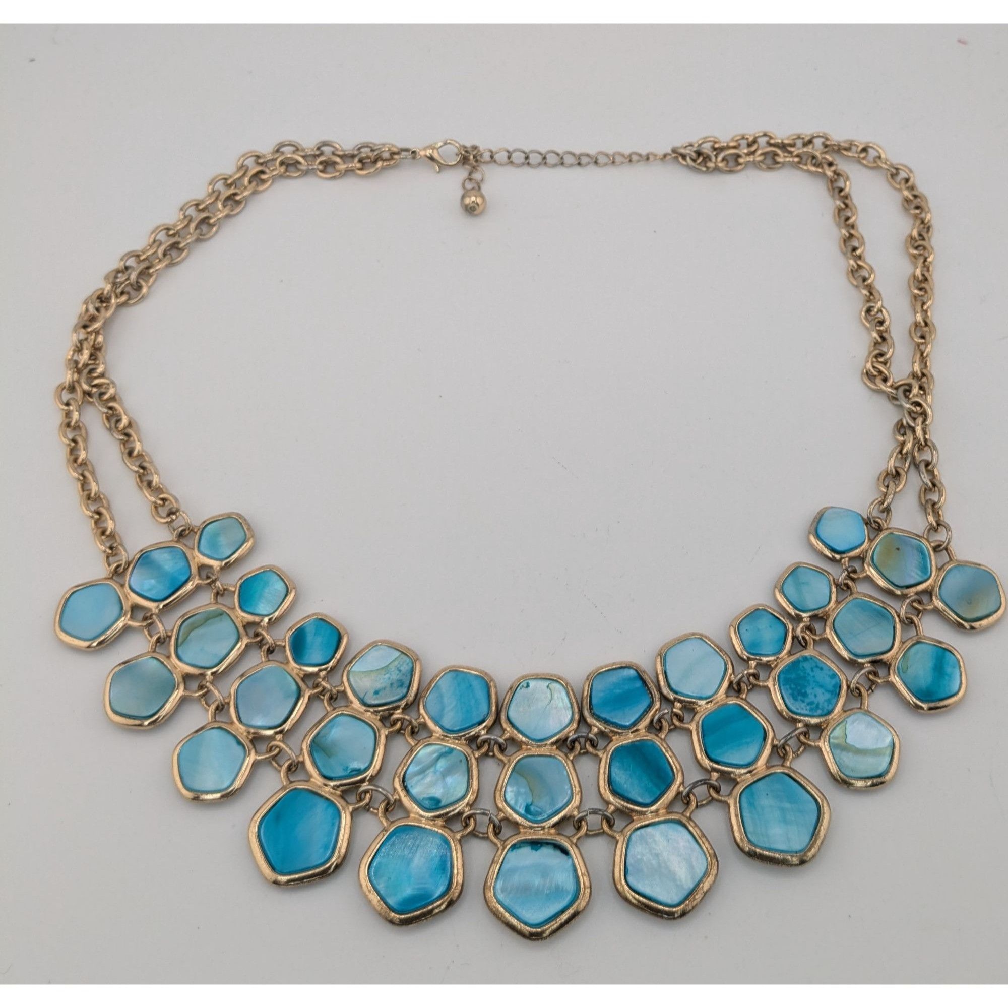 Other Mermaidcore Glam Statement Gold-Tone Necklace With Blue Shel Size ONE SIZE - 6 Thumbnail