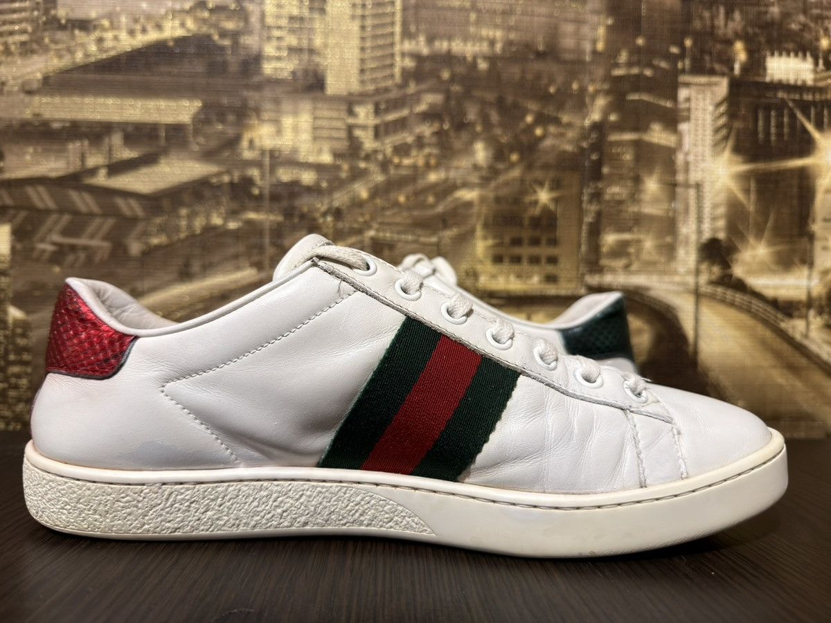 Gucci Gucci Ace Bee White Leather Low Top REd Green Snakeskin 37,5 Size US 7.5 / IT 37.5 - 3 Thumbnail