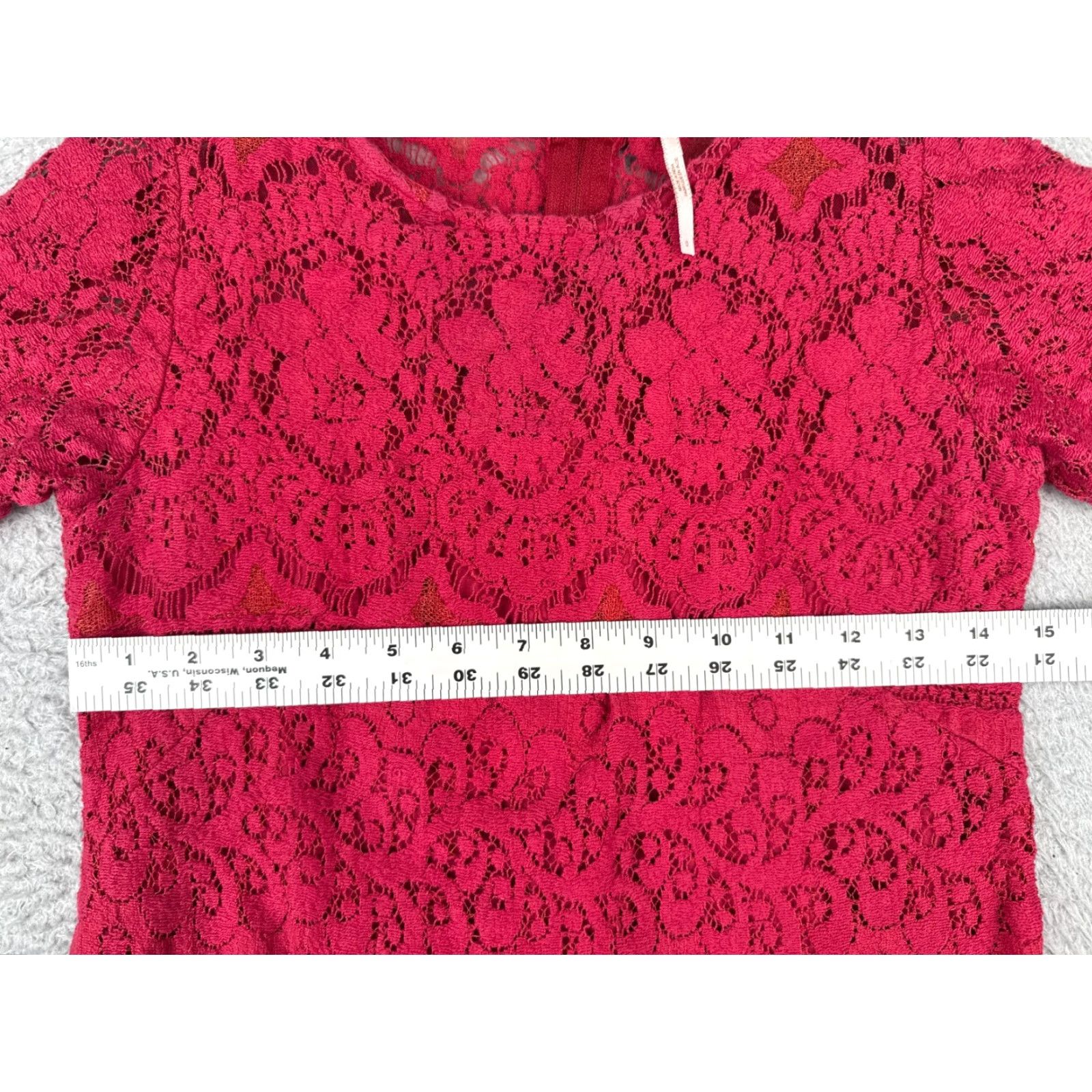 Free People Free People Blouse Shirt Womens 0 Pink Lace Short Sleeve V-Neck Lightweight Bohemian Hippie Peasant Casual Party/Cocktail Travel Size XS / US 0-2 / IT 36-38 - 7 Thumbnail