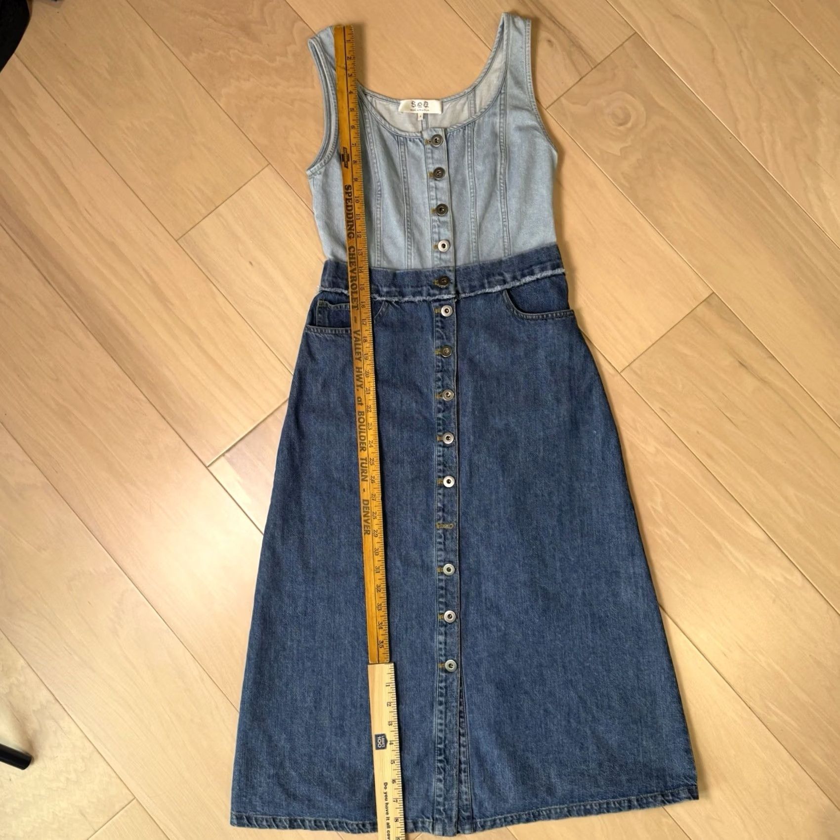 Sea New York Sea New York Blue Denim Maxi Dress Women's 4 Sleeveless Glam Boho Party Summer Size S / US 4 / IT 40 - 3 Thumbnail