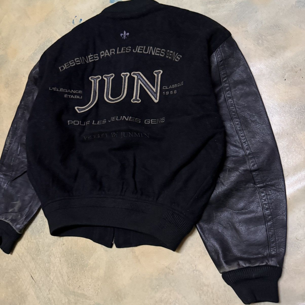 JUN MEN Vintage Jun Men Big Logo Leather Sleeves Varsity Jacket Size US M / EU 48-50 / 2 - 3 Thumbnail