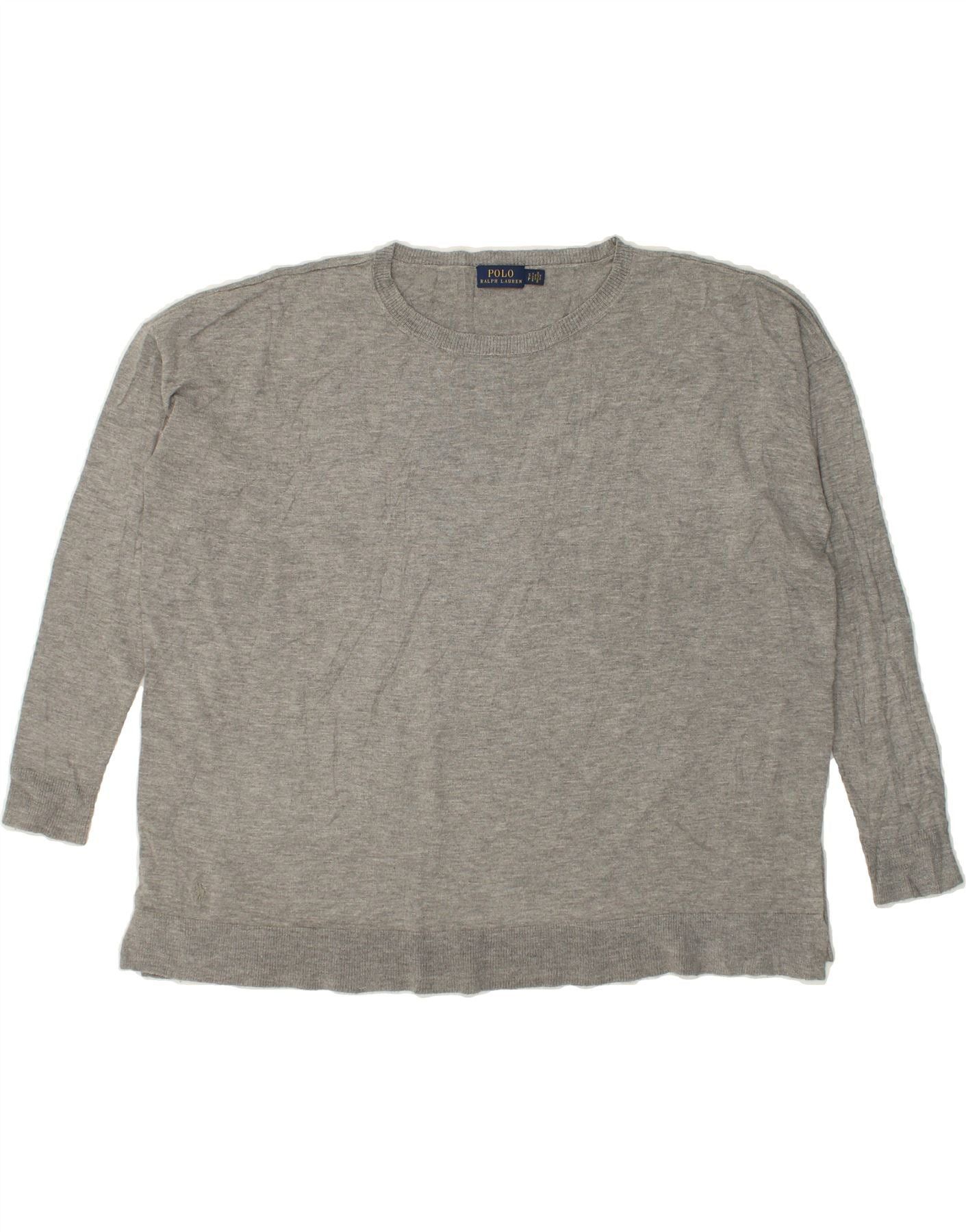 Polo Ralph Lauren Womens Crew Neck Jumper Sweater UK 10 Small Grey Viscose Size S / US 4 / IT 40 - 1 Thumbnail