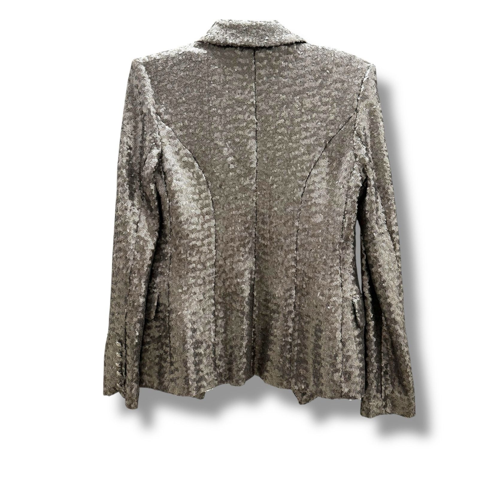 L'Agence Kenzie Silver Sequined Blazer Jacket Women's Size