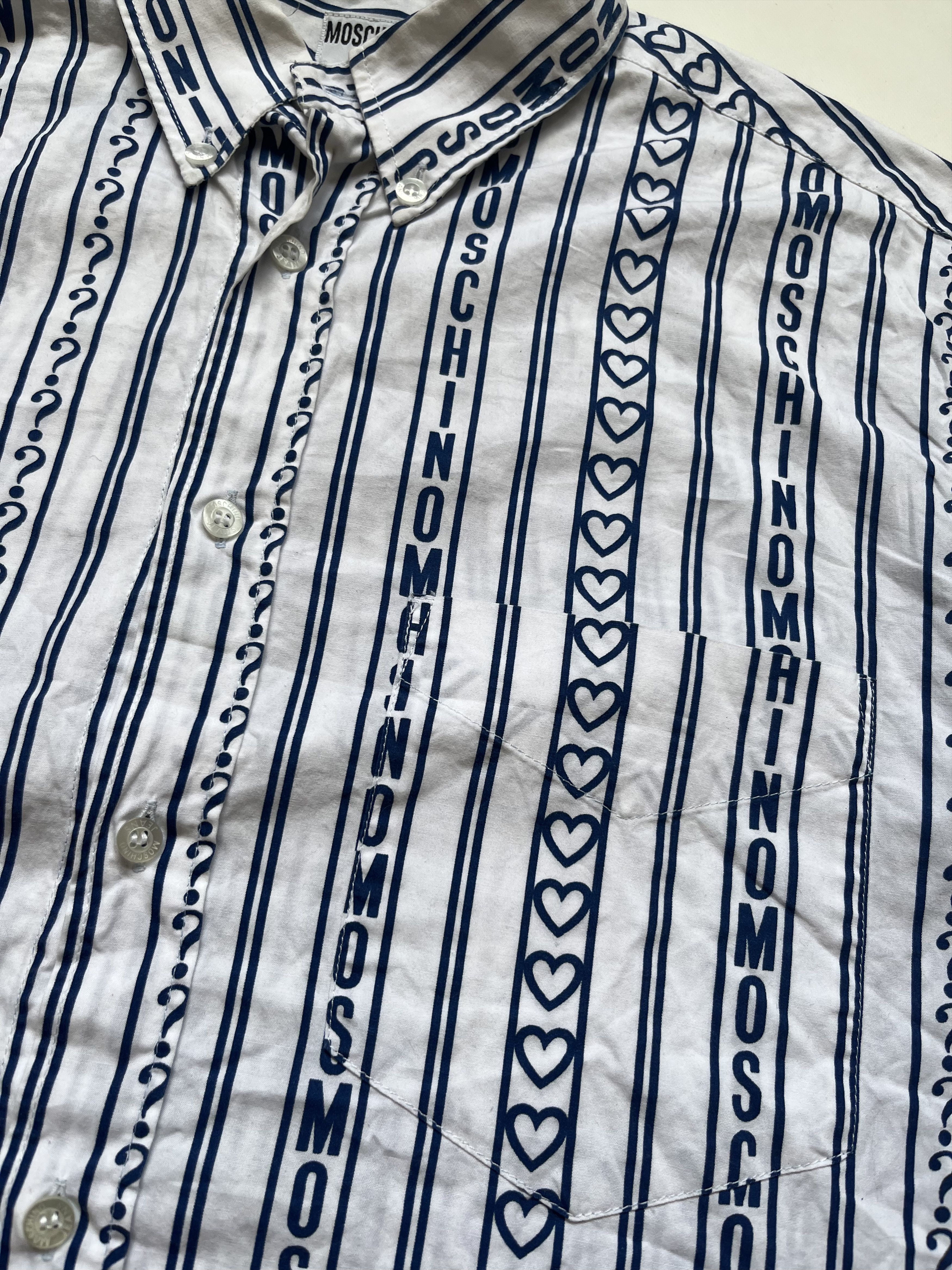 Moschino Camisa Vintage 1997 Moschino Jeans Rayada Con Logos Size US L / EU 52-54 / 3 - 5 Thumbnail