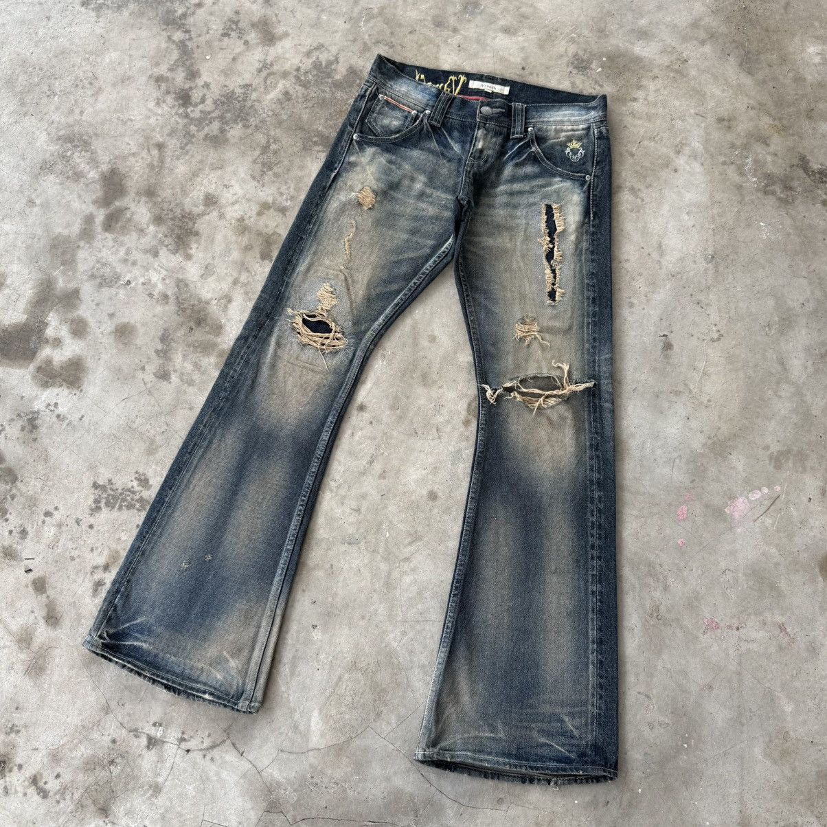 Japanese Brand W32 Vintage Varosh Selvedge Flare Boot cut Rusty Denim Jean Size US 32 / EU 48 - 2 Thumbnail