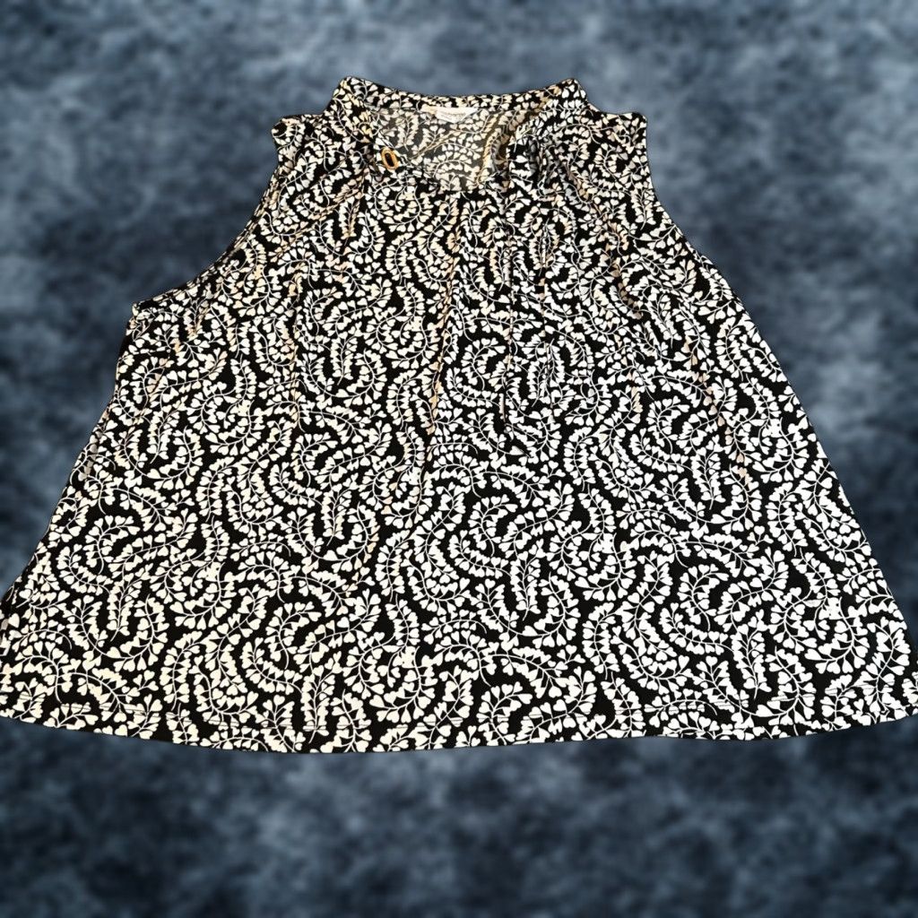 Liz Claiborne Liz Claiborne Black White Sleeveless Blouse Top Floral Leaf Print Womens 2X V-Neck Tunic Plus Size Blouse Womens Size XXL / US 16-18 / IT 52-54 - 1 Thumbnail