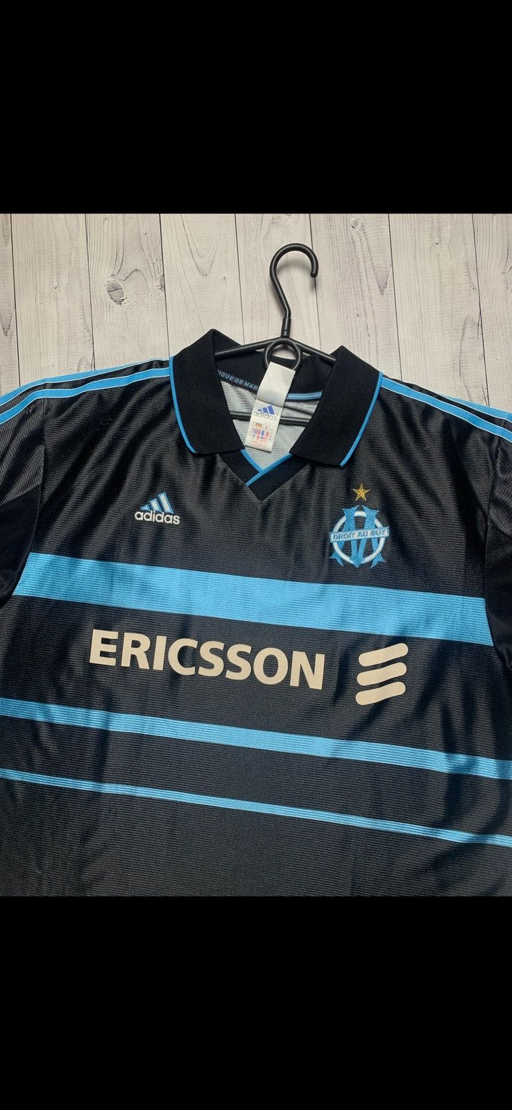 Adidas × Vintage Vintage Olympic Marseille soccer jersey adidas black away XL Size US XL / EU 56 / 4 - 2 Thumbnail