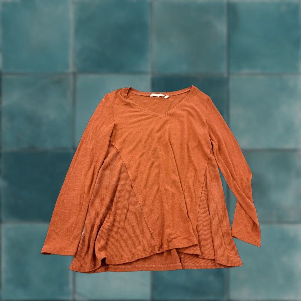 Soft Surroundings Soft Surroundings Shirt Womens XS Brown V-Neck Long Sleeve Pullover Blouse Lightweight Casual Knit Top Size XS / US 0-2 / IT 36-38 - 1 Thumbnail