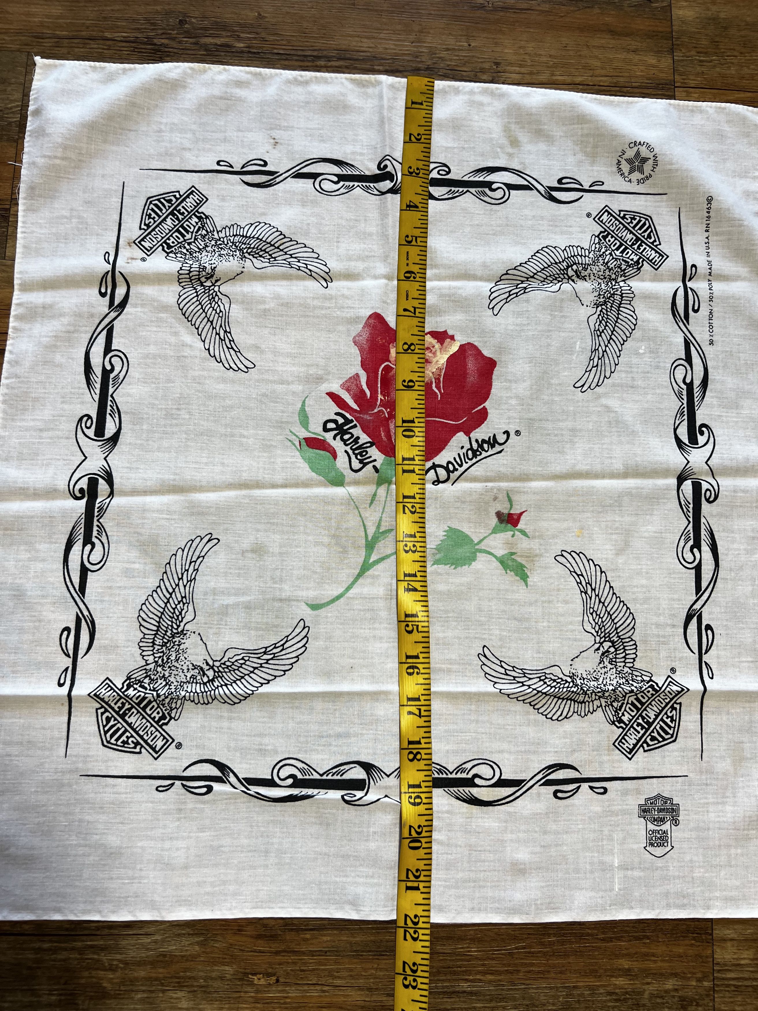 Harley Davidson Vintage 80's Harley Davidson Rose Upwing Eagle Logo Bandana Size ONE SIZE - 5 Thumbnail