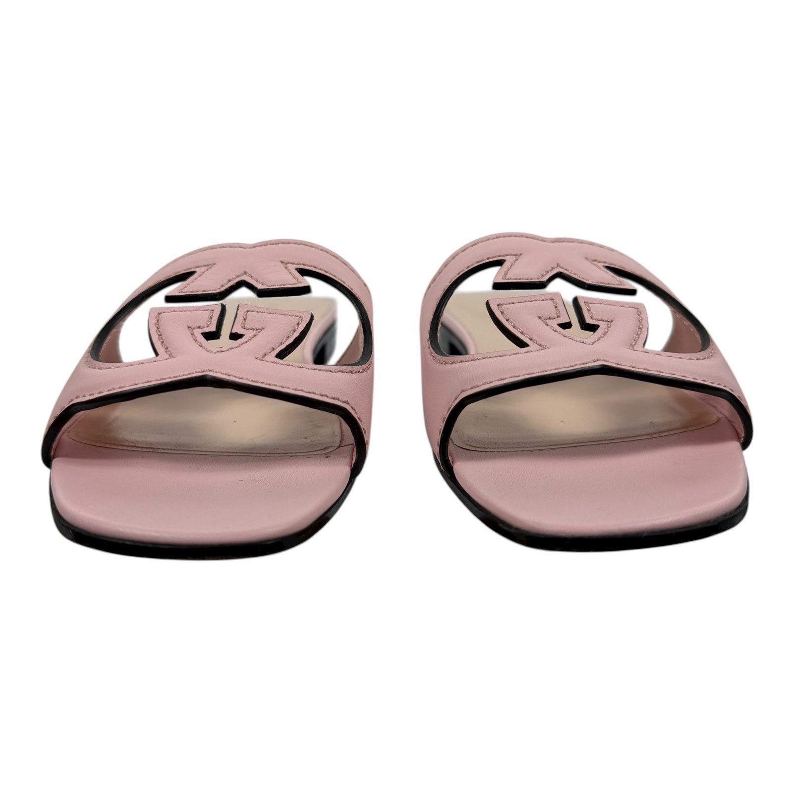 Gucci Gucci Interlocking G Cutout Leather Slide Flat Sandal 37.5 Size US 7.5 / IT 37.5 - 5 Thumbnail