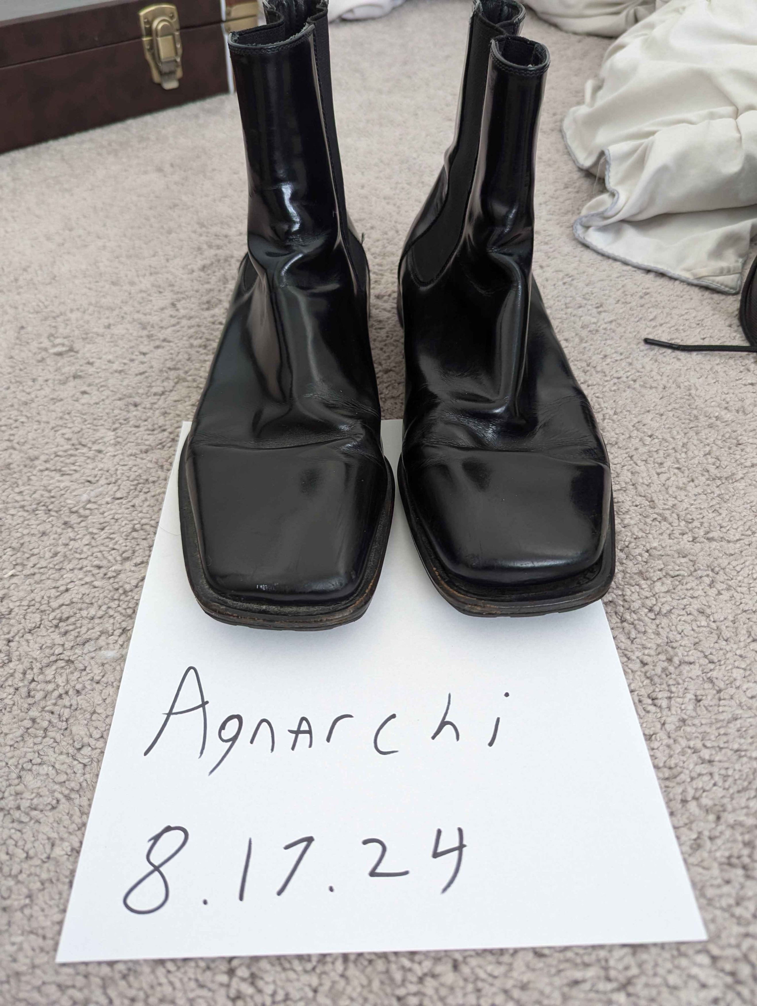 Vintage Black Square Toe Chelsea Boots