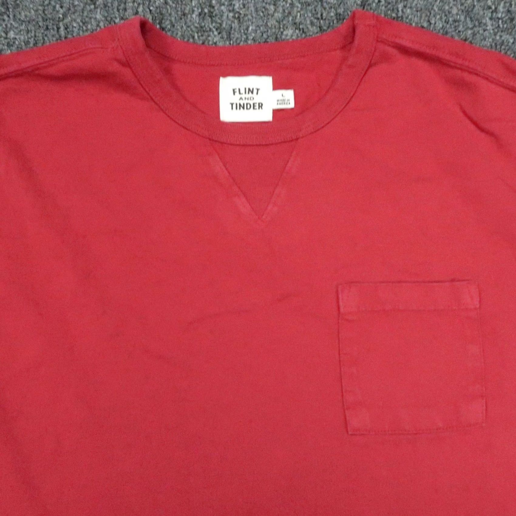 Flint And Tinder Flint and Tinder Shirt Mens Large Red Long Sleeve Tee Cotton Crew Neck Size US L / EU 52-54 / 3 - 2 Thumbnail