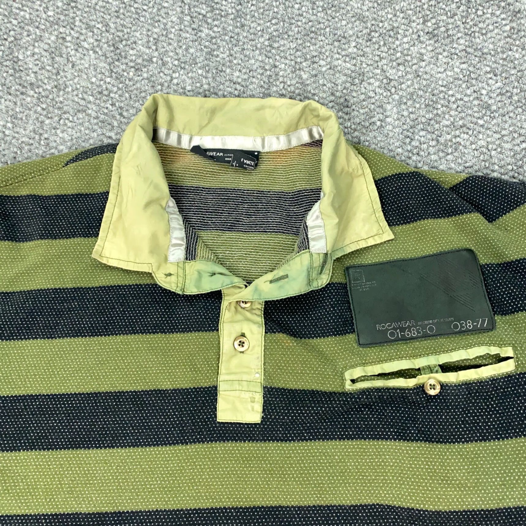 Rocawear VINTAGE Rocawear Polo Shirt Mens Large Green Striped 90s Grunge Hip Hop Mens Size US L / EU 52-54 / 3 - 2 Thumbnail