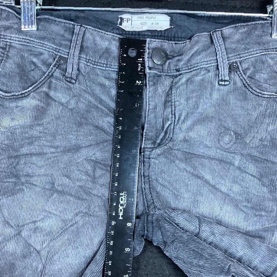 Free People VINTAGE Free People Jeans Gray Corduroy Low Rise Ankle Skinny Stretch 26 30 Regular 5-Pocket Design Mens? Girls? Wait. Size 30" / US 8 / IT 44 - 5 Thumbnail