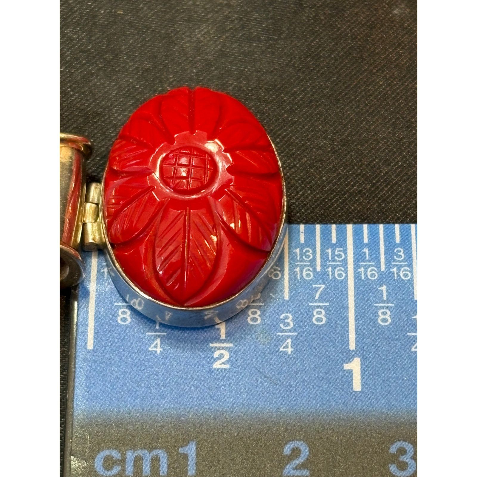 Other Sterling Silver Cinnabar Pendant Necklace on Leather Cord Size ONE SIZE - 6 Thumbnail