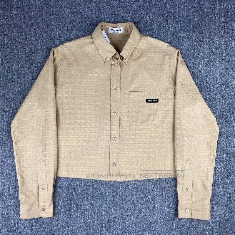 Miu Miu Miu Miu Khaki Cotton Women's Shirt . Size M / US 6-8 / IT 42-44 - 1 Thumbnail