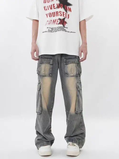 VIBE Retro multi-pocket design workwear wide-leg jeans Size US 32 / EU 48 - 5 Thumbnail