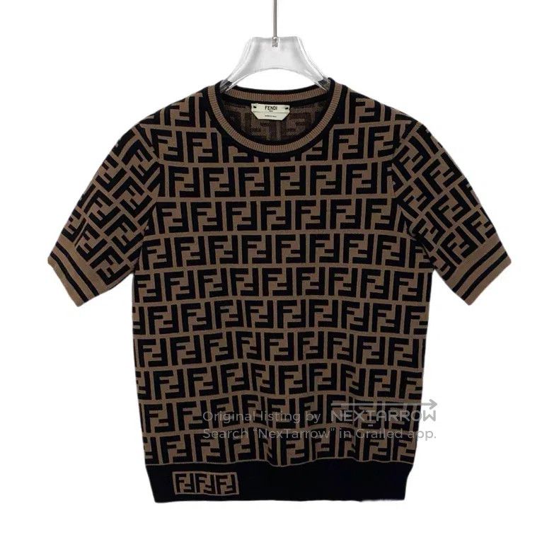 Fendi Fendi Dark brown double F vintage full-print round neck sh Size M / US 6-8 / IT 42-44 - 1 Thumbnail