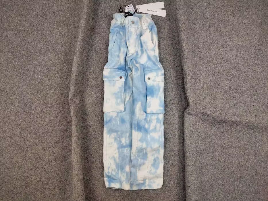 image of Chen Peng Japan Design Roman Column Trouser Blue Cargo Pants in Blue White, Men's (Size 32)
