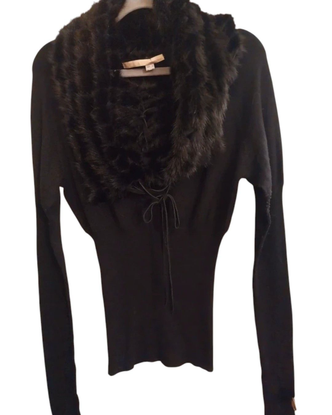 Roberto Cavalli DETACHABLE MINK FUR COLLAR SILK SWEATER Size L / US 10 / IT 46 - 2 Thumbnail