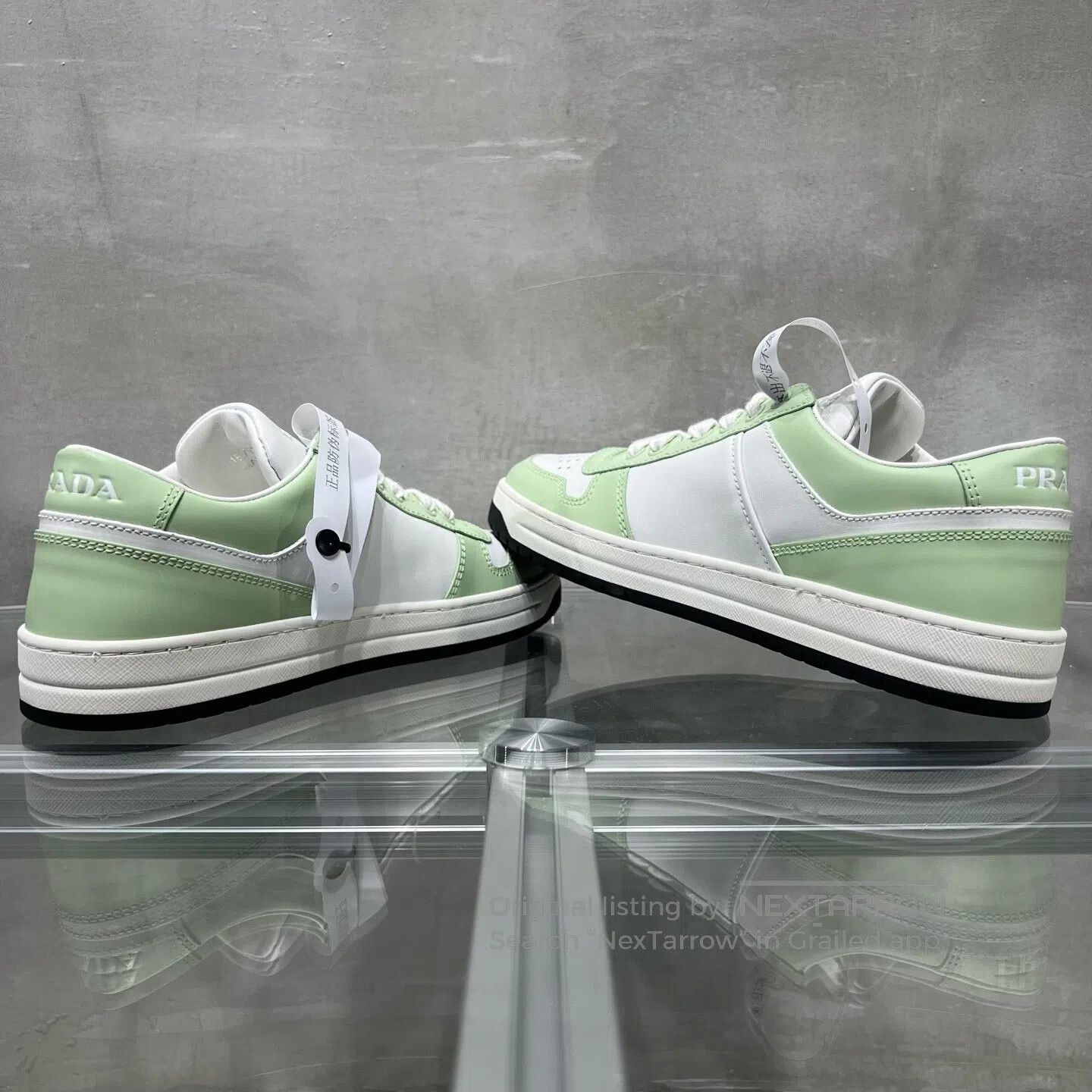 Prada Prada Downtown Bold white-and-green pattern casual sneaker Size US 8 / IT 38 - 5 Thumbnail