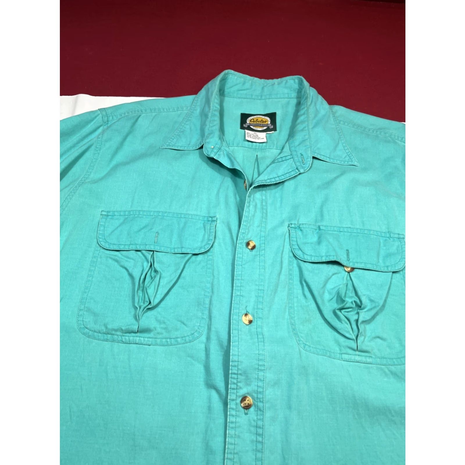 Vintage VINTAGE Cabela’s Aqua BLUE Shirt XL MEN Cotton Long Sleeve Cargo Pockets Button-Up Work Shirt Grunge 90s Dad Western Casual Men Size US XL / EU 56 / 4 - 3 Thumbnail