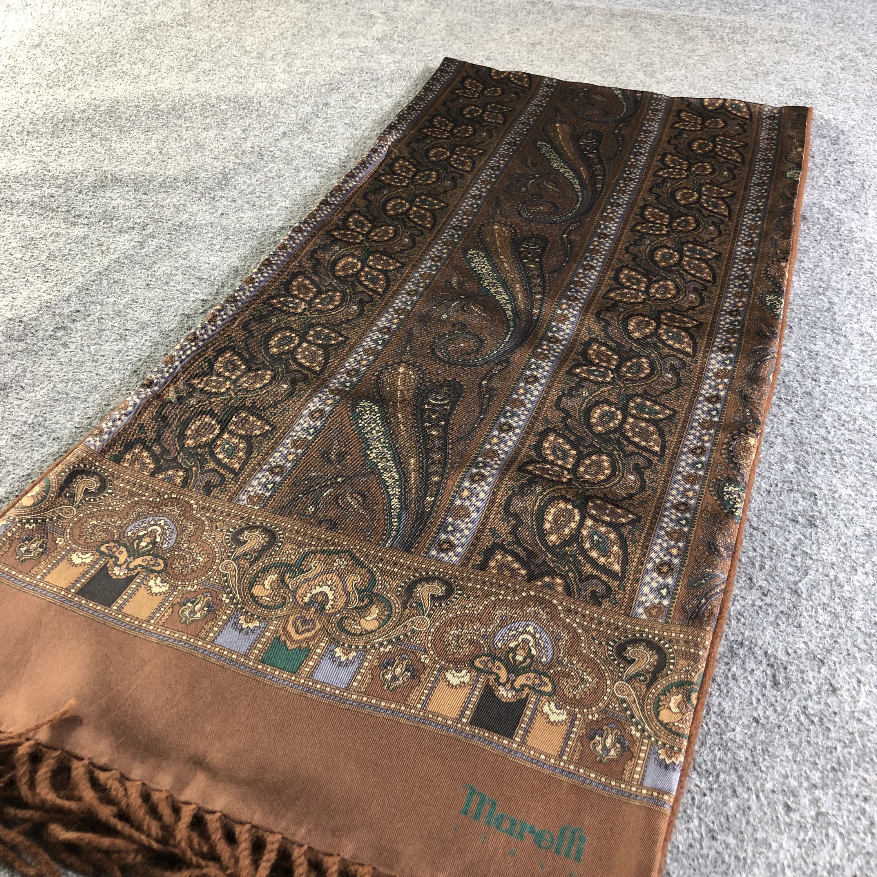 Japanese Brand Marelli Silk/Wool Scarf Muffler V1894 Size ONE SIZE - 2 Thumbnail