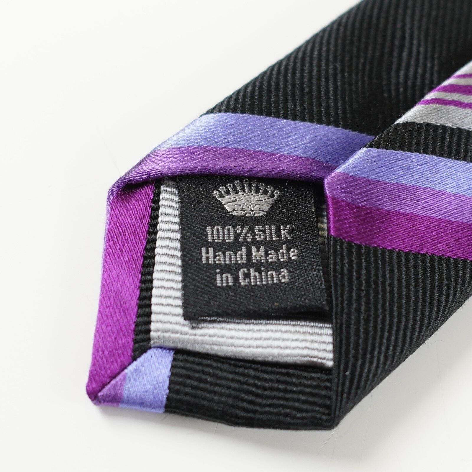 Countess Mara Countess Mara Black Purple Striped Woven Silk Tie Size ONE SIZE - 5 Thumbnail