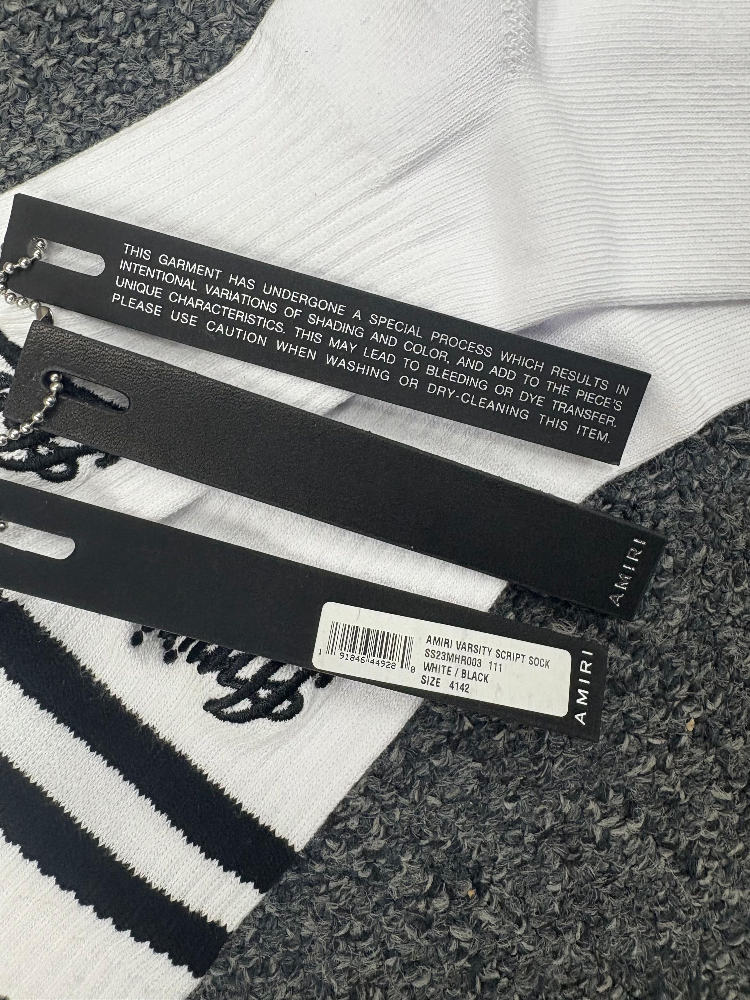 Amiri Amiri Varsity Script Socks in White Size 42 - 3 Thumbnail