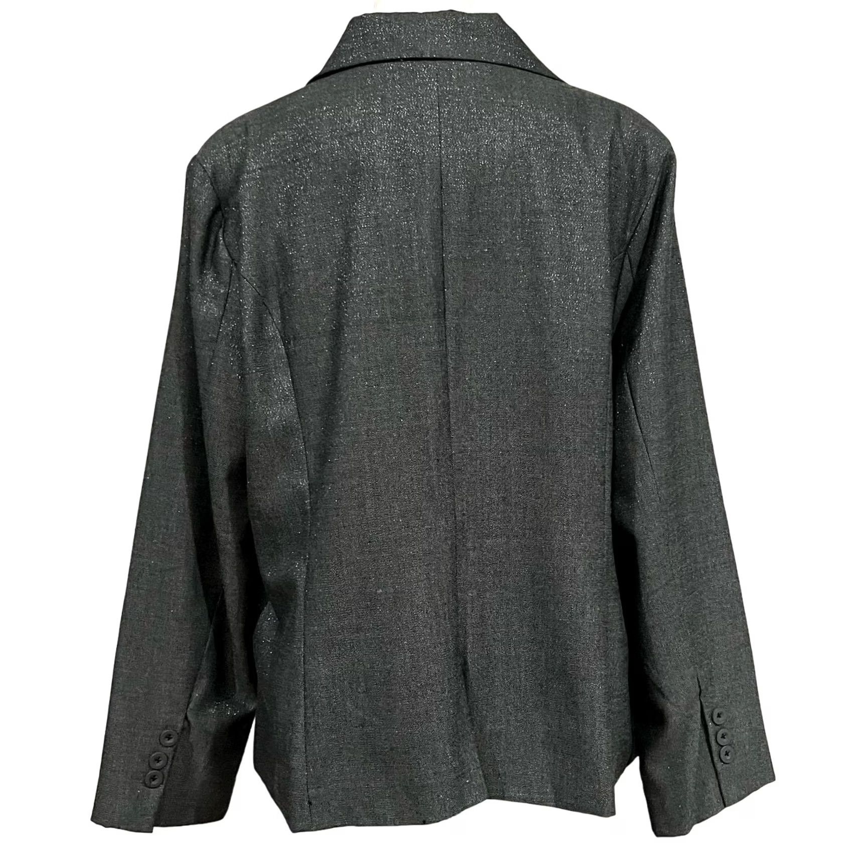 Vintage Robert Louis Women's Blazer Jacket Gray Metallic Sparkle Sheen Two-Button 18W Jacket Womens Plus 18W Gray Metallic Sparkle Sheen Blazer Size XXL / US 16-18 / IT 52-54 - 5 Thumbnail