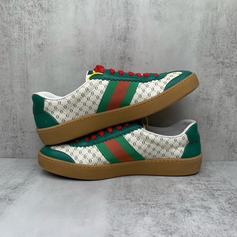 Gucci Gucci Low-Top GG Canvas Sneakers in Green and White Size US 7.5 / EU 40-41 - 1 Thumbnail