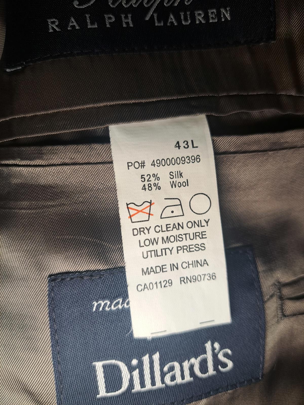 Polo Ralph Lauren Ralph Lauren Sport Coat 43L Long Navy Silk Wool Herringbone Size 40R - 3 Thumbnail