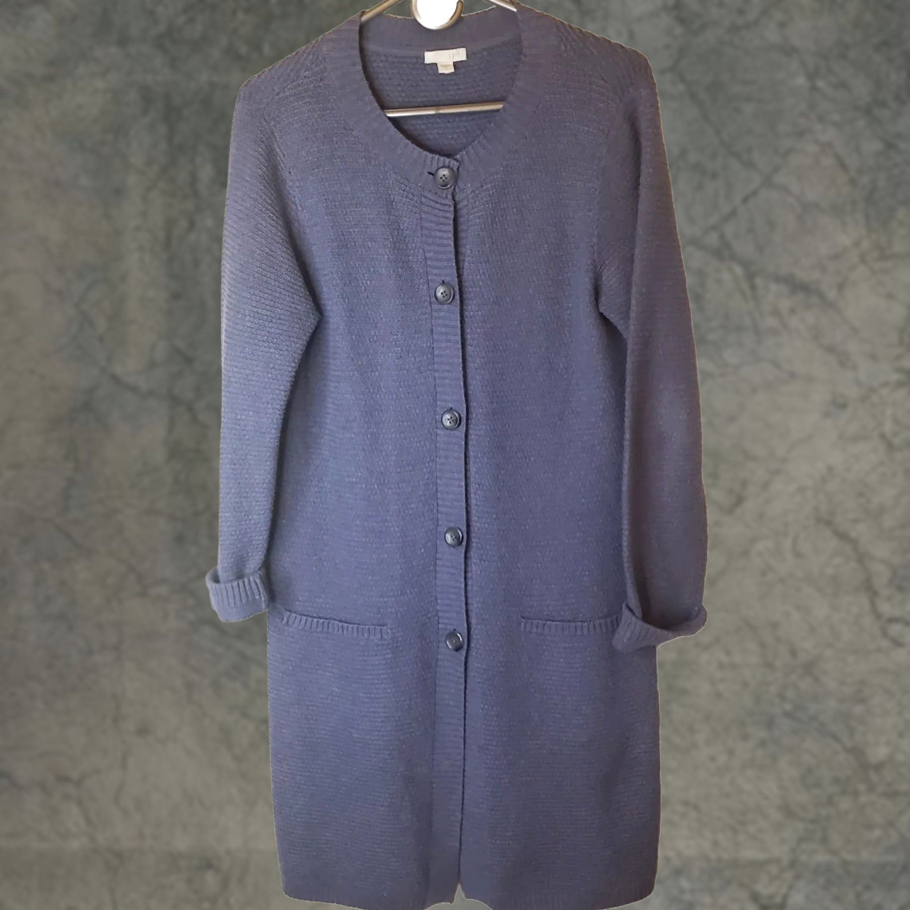 J. Jill J. Jill Women's S Cardigan Sweater Long Sleeve V-Neck Blue Pockets Button Front Knit Size S / US 4 / IT 40 - 1 Thumbnail