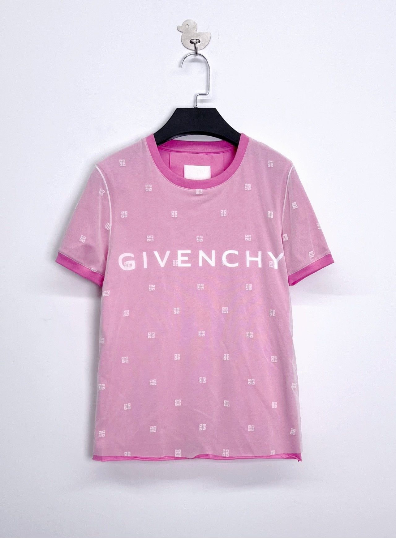 Givenchy Givenchy Pink 4G Print Double-Layer Mesh Tee Size US S / EU 44-46 / 1 - 1 Thumbnail
