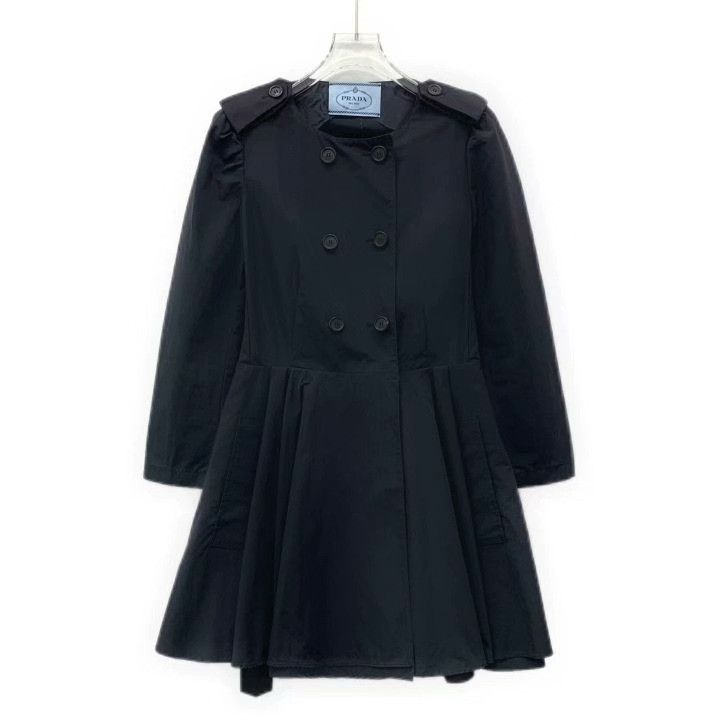 Prada Prada Black Cotton Double-Breasted Trench Coat Size S / US 4 / IT 40 - 1 Thumbnail