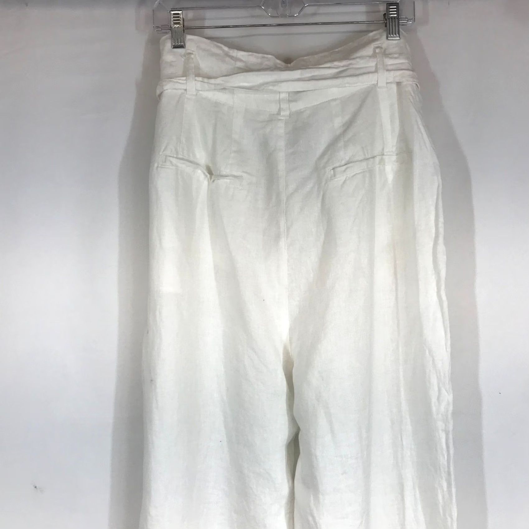 Joie JOIE White 100% Linen High Waisted Pleated Tie Belt Pants Size 10 Size 32" / US 10 / IT 46 - 5 Thumbnail