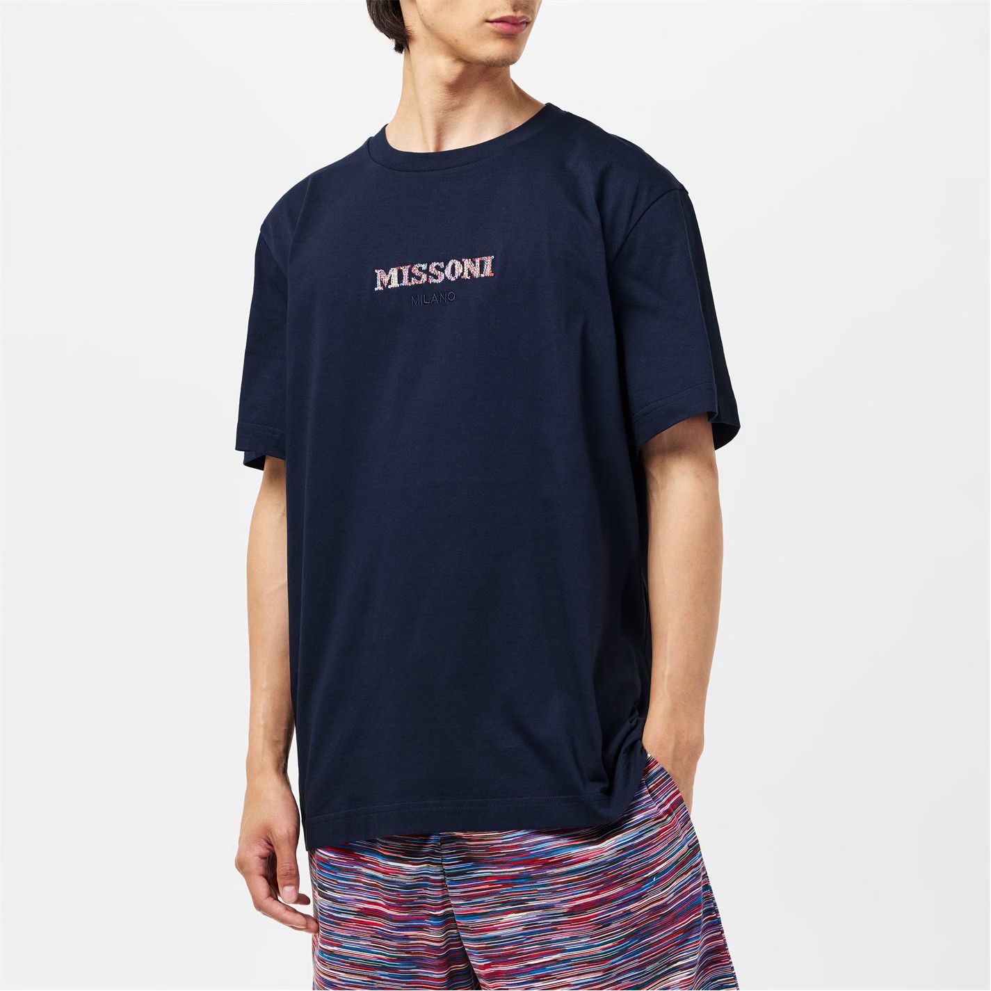 Missoni o1g2r1mq0426 Embroidered Logo T-Shirt in Navy Size US L / EU 52-54 / 3 - 3 Thumbnail